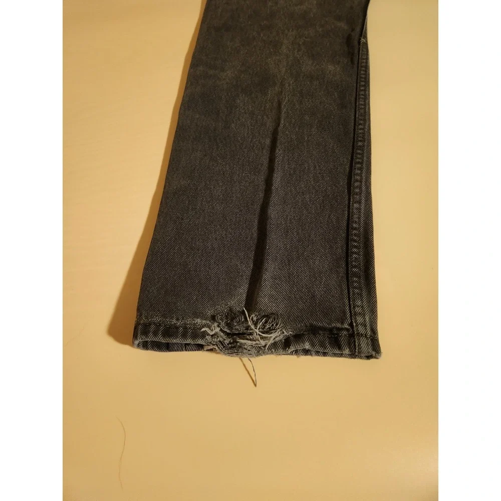 Levi's 505 Regular Fit Jeans Mens 34x34 Washed Black Straight Leg Distress Denim